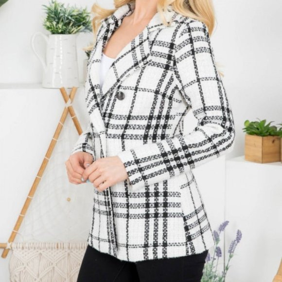 PLAID BLAZER BUTTON FRONT - Picture 4 of 5